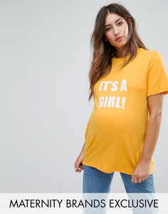 Футболка бойфренда с принтом Its A Girl Adolescent Clothing Maternity - Белый