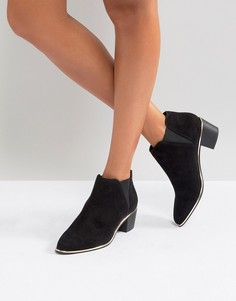 Ботинки в стиле вестерн с золотистой отделкой Miss Selfridge - Черный