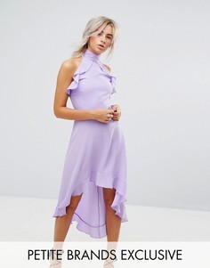 Платье миди с высоким воротом и запахом John Zack Petite - Фиолетовый