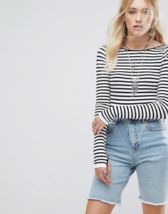 Боди в полоску с длинными рукавами Free People Gotta Be - Черный