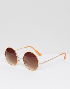 Солнцезащитные очки в круглой оправе Pieces - Оранжевый