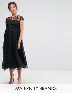 Платье миди для выпускного с кружевом Chi Chi London Maternity - Черный