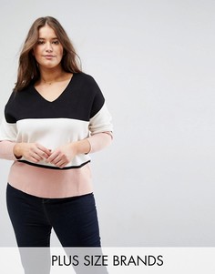 Трикотажный джемпер с V-образным вырезом Junarose - Мульти