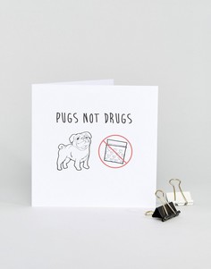 Открытка Pugs Not Drugs Naughty Little Card Shop - Мульти