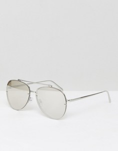 Серебристые солнцезащитные очки-авиаторы с зеркальными стеклами ASOS - Серебряный