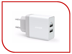Зарядное устройство Anker PowerPort 2xUSB Wall Charger A2021L21 White 908106