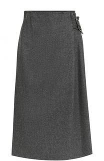 Шерстяная юбка-миди со складками Armani Collezioni