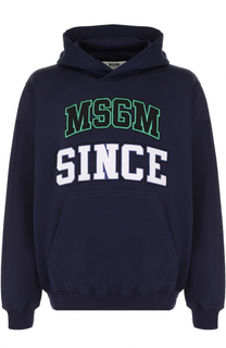Хлопковая толстовка с контрастной отделкой и капюшоном MSGM