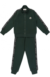 Спортивный костюм из хлопка с контрастной отделкой Moncler Enfant