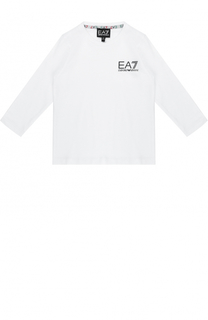 Хлопковый лонгслив с логотипом бренда Ea 7