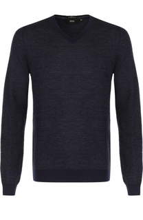 Шерстяной пуловер с V-образным вырезом BOSS