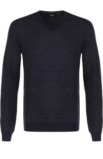 Шерстяной пуловер с V-образным вырезом BOSS
