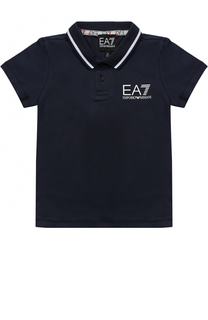 Хлопковое поло с логотипом бренда Ea 7