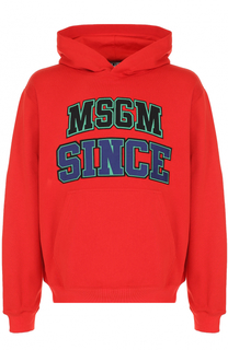 Хлопковая толстовка с контрастной отделкой и капюшоном MSGM