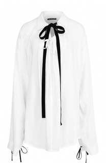 Приталенная блуза с контрастным воротником аскот Ann Demeulemeester