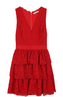 Кружевное мини-платье с многоярусной юбкой Alice + Olivia