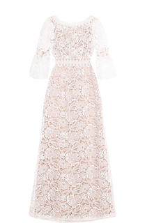 Приталенное кружевное платье-макси Tadashi Shoji