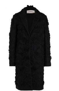 Шерстяное пальто прямого кроя с фактурной отделкой Valentino