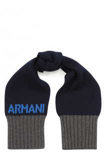 Вязаный шарф с контрастной отделкой Armani Junior