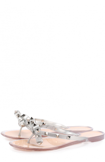 Резиновые шлепанцы Rockstud с бантом Valentino