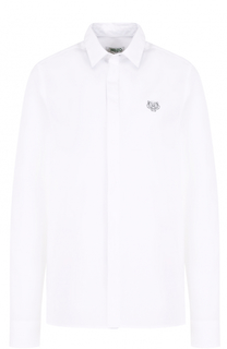 Хлопковая блуза прямого кроя с логотипом бренда Kenzo