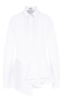 Приталенная хлопковая блуза с оборками Kenzo