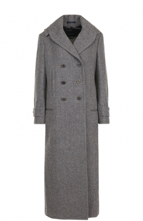 Двубортное шерстяное пальто с капюшоном Yohji Yamamoto