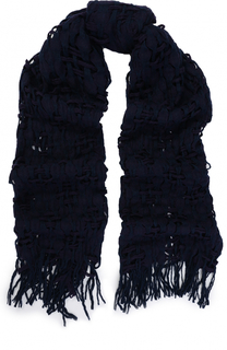 Шерстяной шарф фактурной вязки с бахромой Yohji Yamamoto