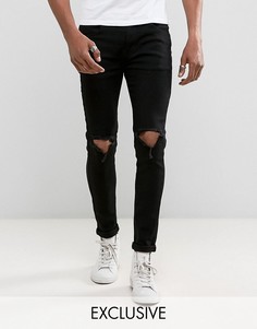 Черные облегающие джинсы с рваной отделкой Liquor N Poker - Черный