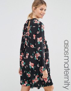 Короткое приталенное платье с открытой спиной и принтом ASOS Maternity - Мульти