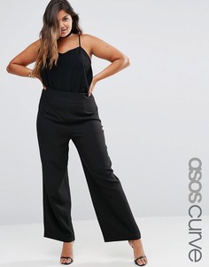 Брюки с широкими штанинами и завышенной талией ASOS CURVE - Черный