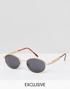 Круглые солнцезащитные очки в золотистой оправе Reclaimed Vintage - Золотой