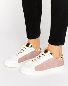 Кроссовки на шнуровке с бархатными вставками New Look - Розовый