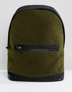 Рюкзак из искусственного меха цвета хаки с отделкой из искусственной кожи ASOS - Зеленый