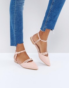 Туфли на плоской подошве с острым носком и вырезами Glamorous - Розовый