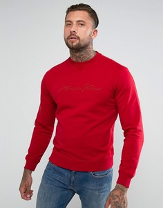 Красный свитшот с круглым вырезом и логотипом Armani Jeans - Красный