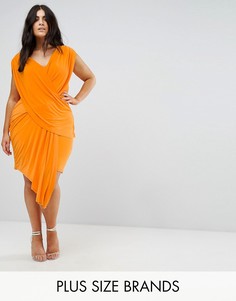 Драпированное платье с асимметричным подолом Club L Plus - Оранжевый