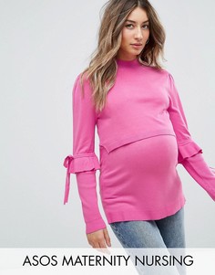 Джемпер с отделкой на рукавах ASOS Maternity NURSING - Розовый