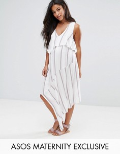 Двухслойное платье в полоску ASOS Maternity - Белый