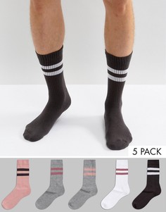 Набор из 5 пар розовых носков в спортивном стиле ASOS - Мульти