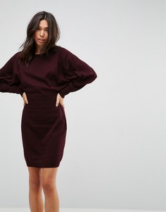 Трикотажное платье мини с рукавами летучая мышь ASOS - Красный