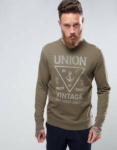 Свитшот с выбеленным принтом Jack & Jones Vintage - Зеленый