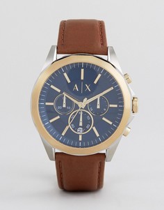 Часы-хронограф с коричневым кожаным ремешком Armani Exchange AX2612 - Коричневый