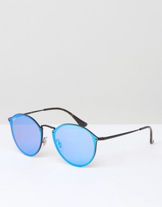 Круглые солнцезащитные очки с зеркальными стеклами Ray-Ban 0RB3574N - Серебряный