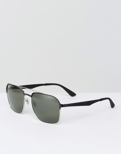 Солнцезащитные очки-авиаторы в прямоугольной оправе Ray-Ban 0RB3570 - Черный
