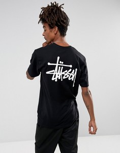 Черная футболка с логотипом на спине Stussy - Черный