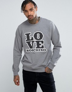 Серый свитшот с логотипом Love Moschino - Серый