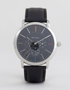 Часы с кожаным ремешком и хронографом Paul Smith P10110 MA - Черный