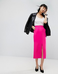 Однотонная прямая юбка-карандаш ASOS Tailored - Розовый