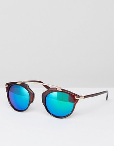 Коричневые солнцезащитные очки с синими затемненными стеклами 7x - Коричневый